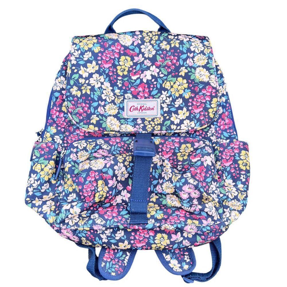 Cath Kidston Navy Blue Floral Buckle Travel School Backpack
